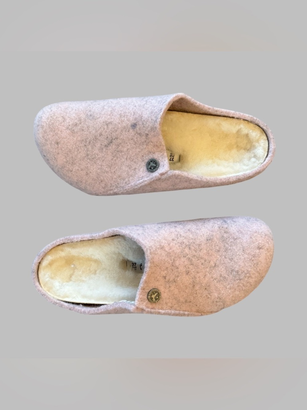 BIRKENSTOCK Women’s Zermatt Pink Wool Felt Slip-On Slippers Size 37